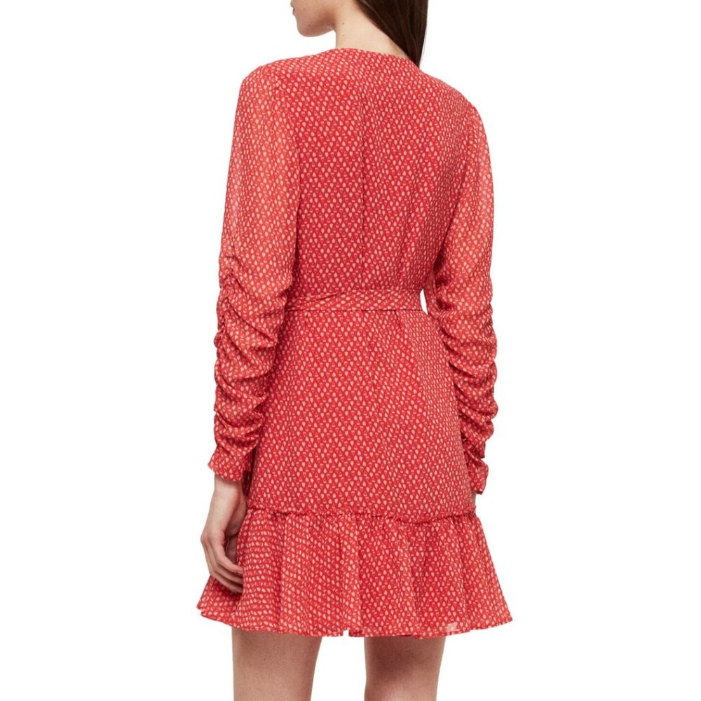 ALLSAINTS Flores Hearts Ruffle Wrap Mini Dress S - Picture 1 of 11